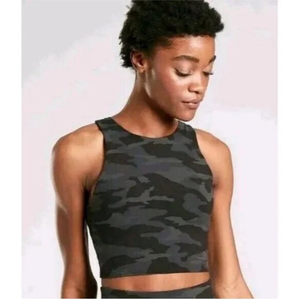 Athleta Conscious Camo Printed Crop Tank with Built in Bra